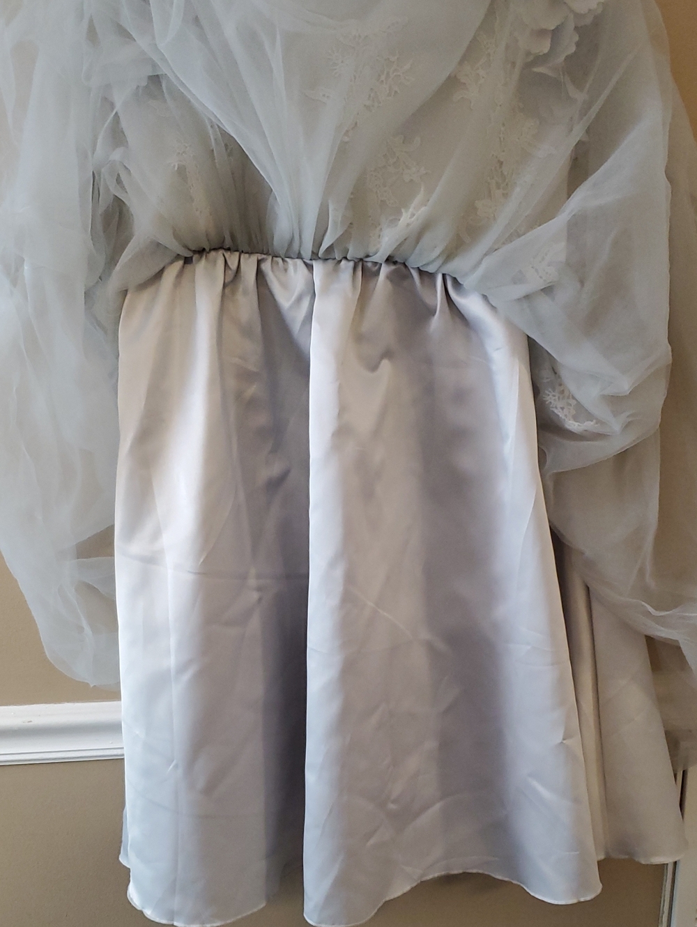 Trish Scully Bianca Appliqué Lace Floral Gown Silver Gray Dress Size 14 Girls - Picture 11 of 14